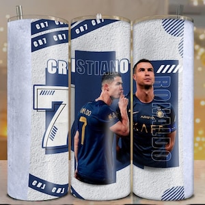 Envoltura para vaso CR7 Ronaldo de 20 oz PNG / Diseño de copa de fútbol / Diseño de sublimación de jugador de fútbol, descarga digital