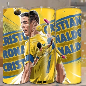 Paquete de 2 vasos de 20 oz de Cristiano Ronaldo, PNG, diseño de copa de fútbol, plantilla de sublimación de jugador de fútbol, descarga digital.