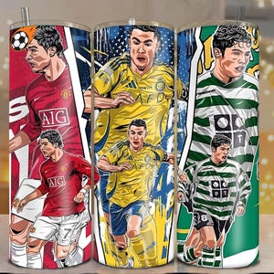 Envoltura para vaso de 20 oz de Ronaldo PNG / Diseño de copa de fútbol / Diseño de sublimación de jugador de fútbol, descarga digital