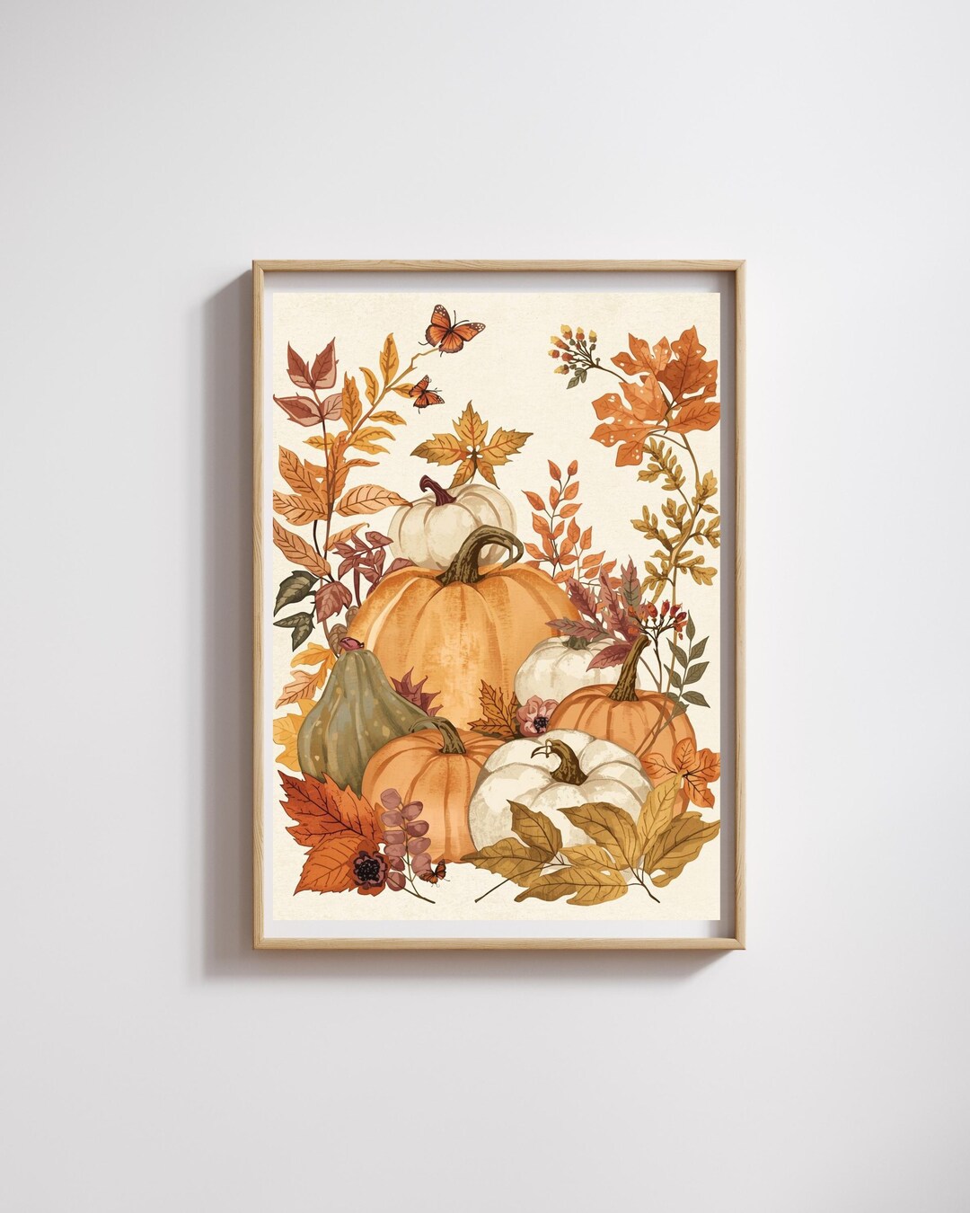 Thanksgiving Fall Harvest Decor | Pumpkin & Autumn Leaves Wall Art ...