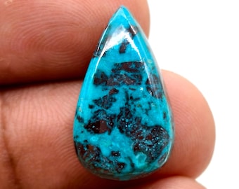 Natural Chrysocolla Loose Gemstone, Pear Shape Smooth Polished Gemstone For Making Jewelry, 12.50Cts, 22X12X5mm