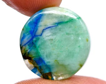 Cabujón suelto de azurita natural, gema de diseño de forma redonda para joyería, 16,00 quilates (19 x 4 mm)