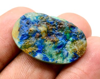 Gema drusa de azurita natural, cristal azul, para joyería, trabajo energético (37 x 17 x 8 mm, 35,50 quilates)