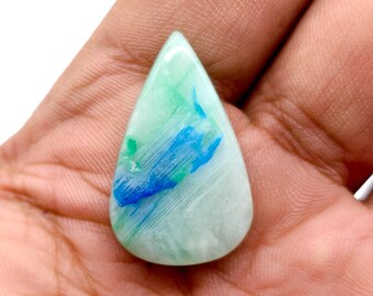 Gema suelta de azurita en forma de pera, gema de cristal de diseño para joyería, 20,50 quilates