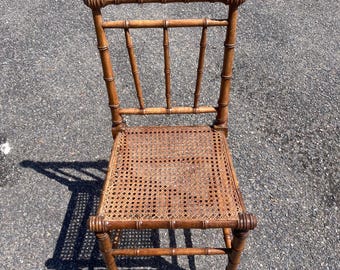 American Victorian Faux bamboo Side Chair with Cane Seat - 1880s