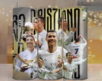 Paquete de 2 vasos de Cristiano Ronaldo PNG: Diseño de sublimación para vaso delgado de 20 oz (descarga digital)