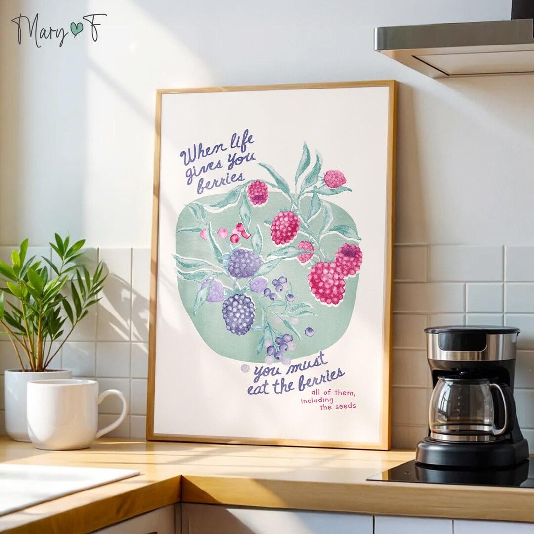 Beeries Quote Berries Kitchen Quote Art Print, Funny Foodie Gift (digital Download ...