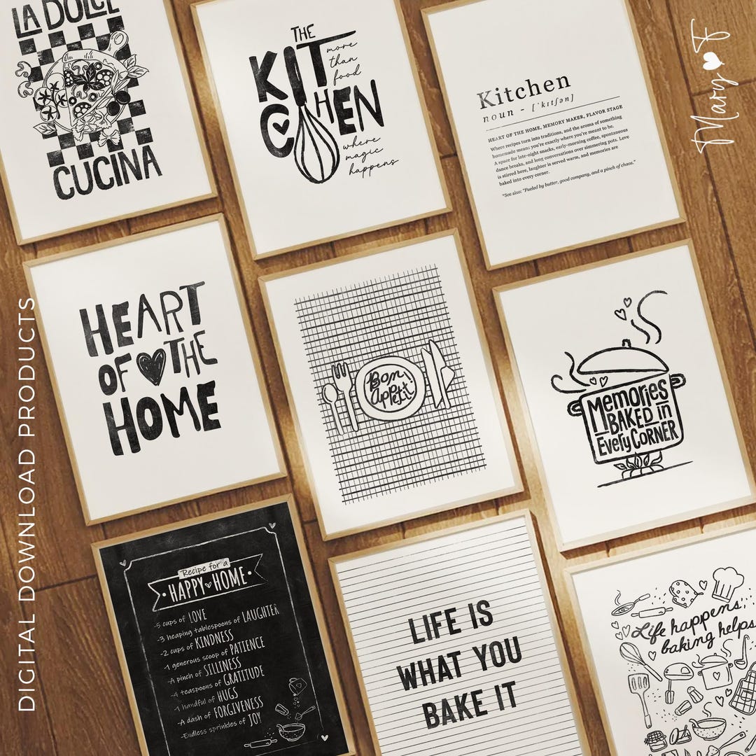 100+ kitchen art prints bundle, food & drink wall... Funny Kitchen Art Prints: Trendy Wall Decor Bundle (digital Download - Etsy