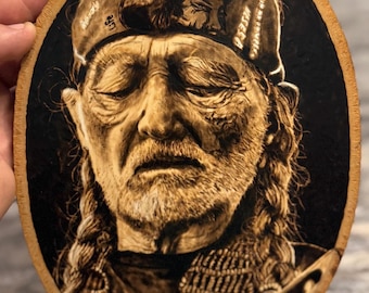 Willie Nelson Basswood Pyrography (Woodburning)