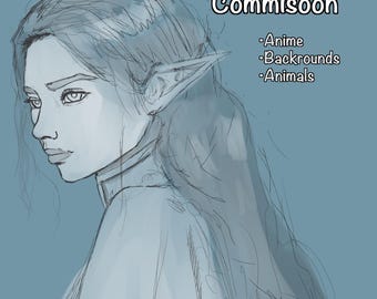 Encargo de dibujo a lápiz (arte de personajes, arte de anime) (lea la descripción)