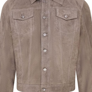 Handmade New Men’s Grey Suede Leather Jacket – Classic Fit with Button Closure | Stylish Vintage Outerwear* Gift For Man