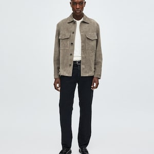 Handmade New Men’s Grey Suede Leather Jacket – Classic Fit with Button Closure | Stylish Vintage Outerwear* Gift For Man