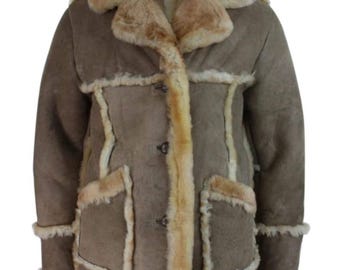 Chaqueta de aviador de piel de oveja hecha a mano: abrigo bomber vintage de cuero marrón