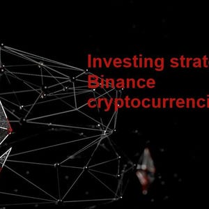 May include: Image with a dark background featuring a network of interconnected lines and spheres. A stylized Ethereum symbol is outlined in red. Text in red reads "Investing strategies for Binance cryptocurrencies."