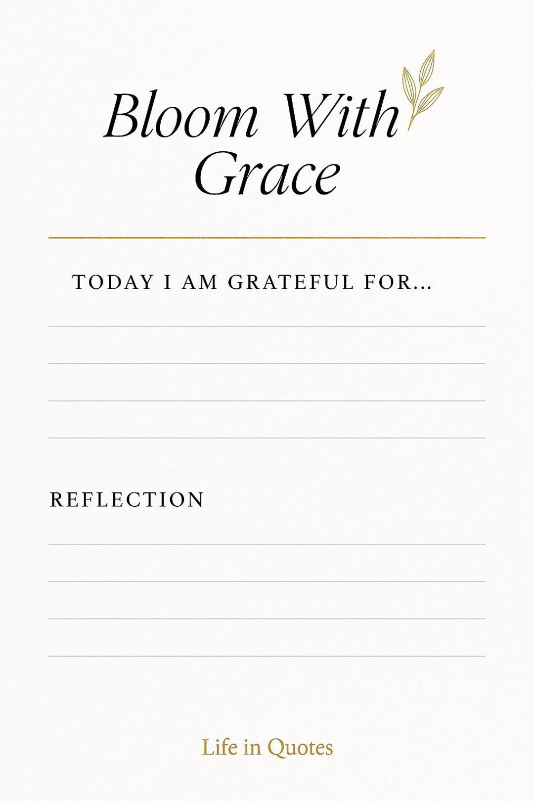Daily Gratitude Journal Page | Printable PDF | Bloom With Grace Quote ...