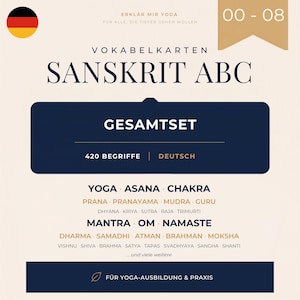 Explain Yoga to me: Sanskrit vocabulary set "Complete Set" – all 9 topic sets with 420 Sanskrit terms for printing and learning (PDF)