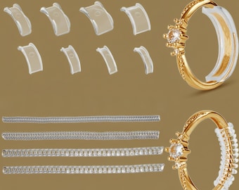 Kit para ajustar el tamaño de anillos, con clips invisibles y ajustadores en espiral, 12 piezas
