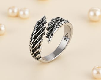 Angel Wing Ring, Adjustable Feather Jewellery