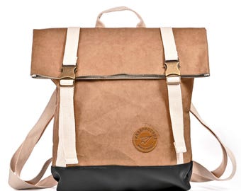 Kraft Paper Backpack, Durable, Waterproof, Recyclable, Minimalist Style