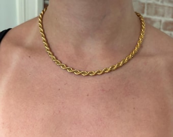 Vintage Monet Gold Tone Twist Rope Choker Necklace