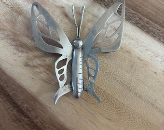 Large sterling vintage butterfly pin