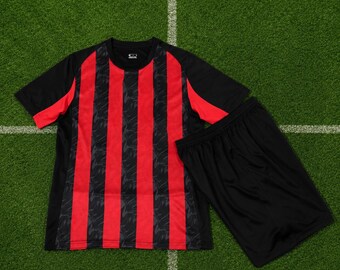 Kids & Adults Custom Red and Black Football Kit | Men Sportswear Set