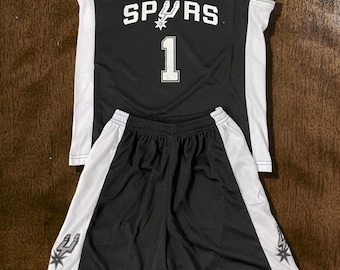 Conjunto de camiseta y pantalones cortos de baloncesto para niños Victor Wembanyama / Traje juvenil de los San Antonio Spurs / Conjunto deportivo para niños