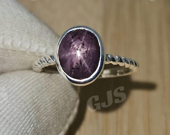 Echte Ruby Star-ring: handgemaakte sterlingzilveren ring