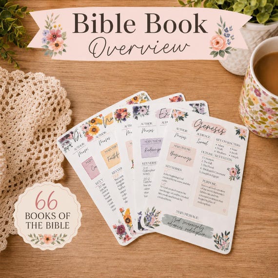 Bible Book Overview Bible Inserts | Bible Tip Ins | Bible Study | Scripture Study | Christian Gift for Women | Bible Journaling Kit