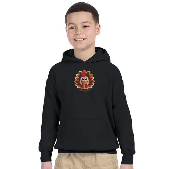 Cute Fall Friendshipgiving Kids Hoodie - Adorable Turkey Design & Spiritual Message