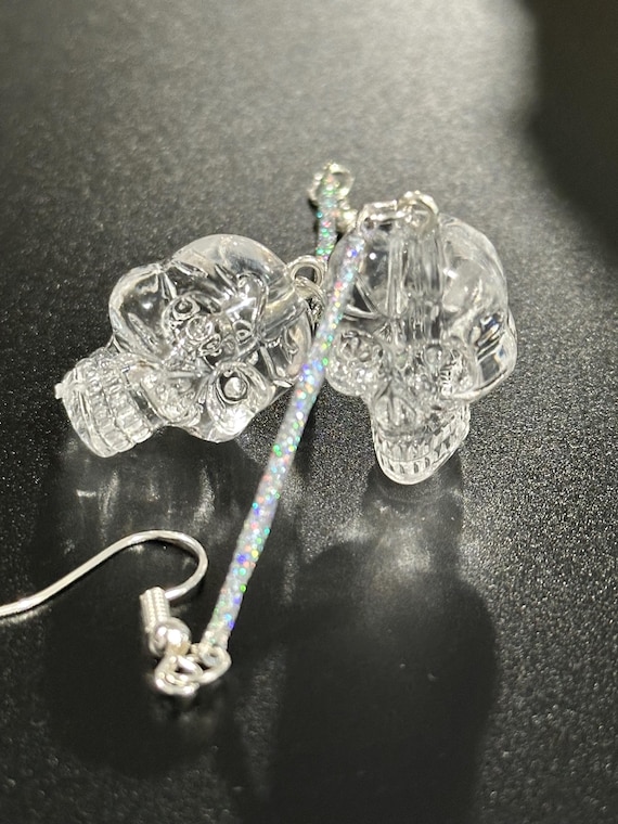 Boho Moon Skull Dangle Earrings: Gothic Halloween Jewelry