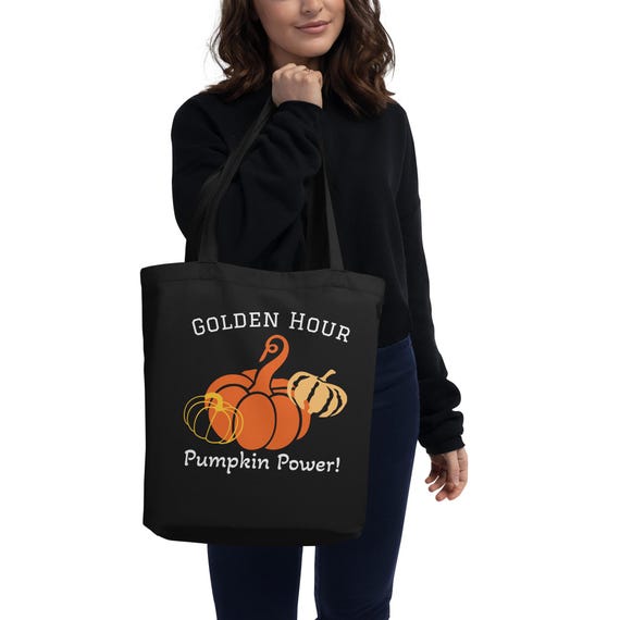 Fall Pumpkin Power Organic Cotton Tote Bag - Medium Size