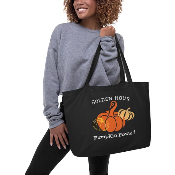 Fall Pumpkin Design Organic Cotton Large Tote Bag
