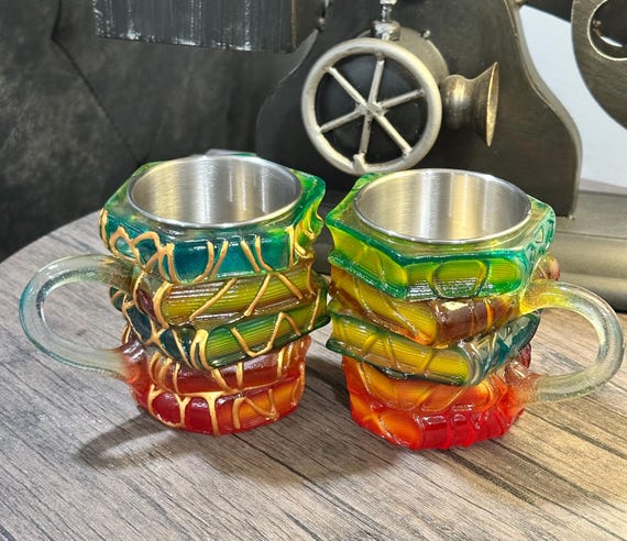 Handcrafted 3D Resin Book Mug: Colorful Candy Stack Coffee Cup