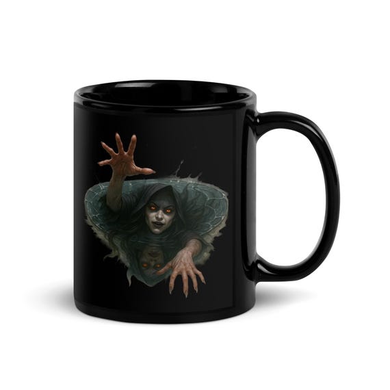 Halloween Themed - Creepy Vibes - Black Glossy Mug