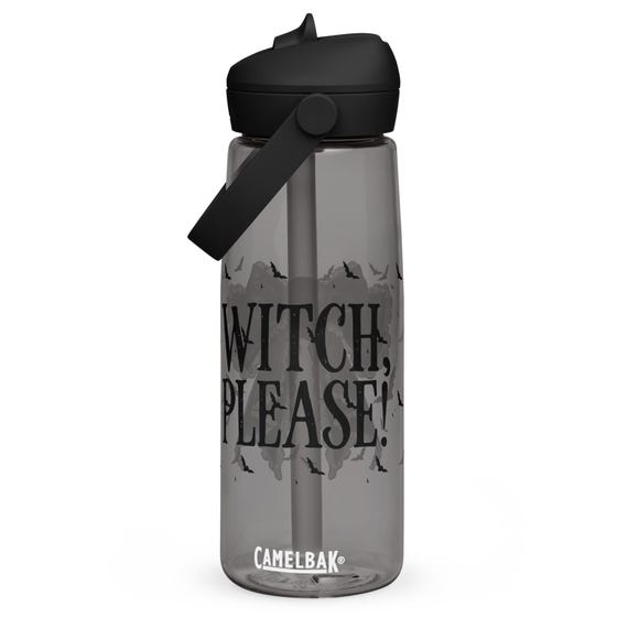 Witch, Please! Flip Straw Water Bottle: Novelty 25oz Recycled Plastic