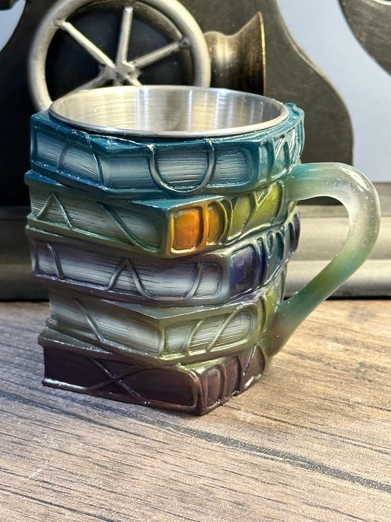 Handcrafted Book Mug: 3D Resin Stack Coffee Cup