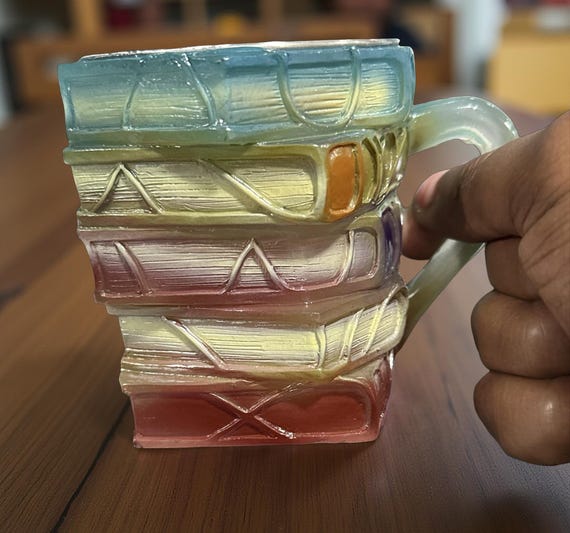 Handcrafted Book Mug: 3D Resin Stack Coffee Cup