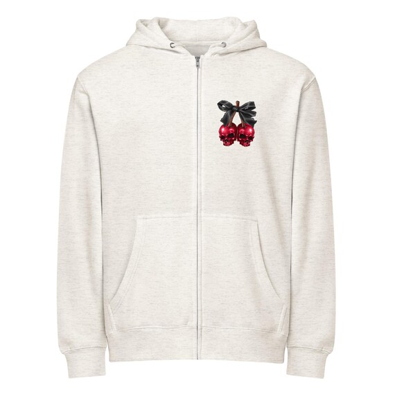 Spooky Cherry Skulls Full Zip Hoodie: Relaxed Fit Layering