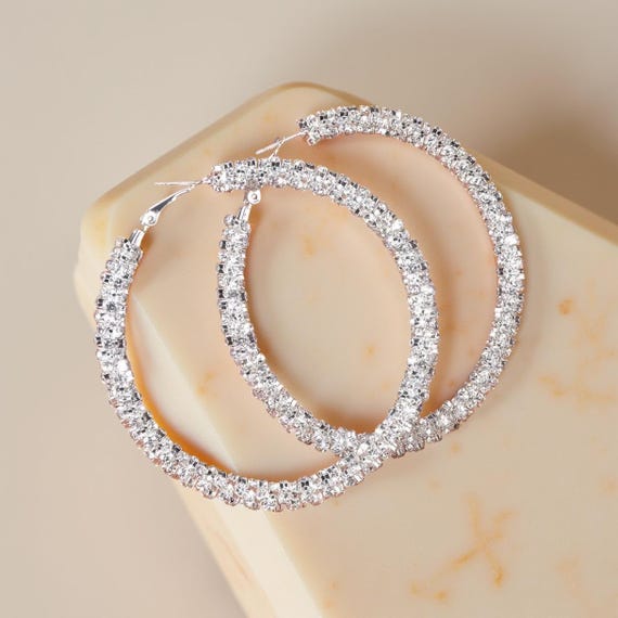 Sparkle Resin Rhinestone Wrapped Hoop Dangle Earrings, Bohemian Style