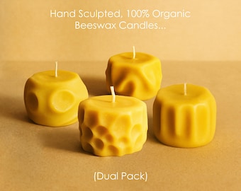 Organic Handmade Beeswax Candle Bundle (2 pack) | 100% Natural Beeswax Designs