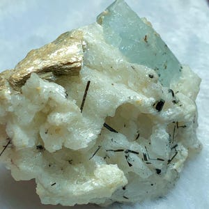 Natural Blue Colour Aquamarine With Tourmaline Combined Specimen 70Gram, Anniversary gift