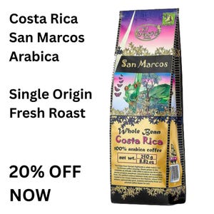 Кофейные зерна San Marcos 250 г – Costa Rica Tarrazú, цельнозерновая арабика, Specialty 83 SCA, средняя обжарка, изысканный кофе