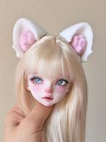 Magnetic BJD Animal Ear – Soft Flocked Cat Ear - 1/6 1/4 1/3 Size – Custom Colors Size Available – Dog/Fox/Puppy/Bunny Ear - BJD Accessories