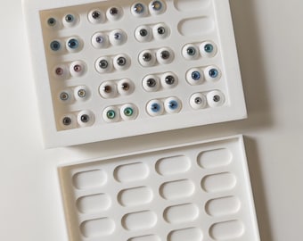 BJD Eye  Storage Box – 3d Printed Stackable Tray with Lid - Holds 20 Pairs - 12/14/16/18mm – Custom Size Available – Dust Proof Clear Cover