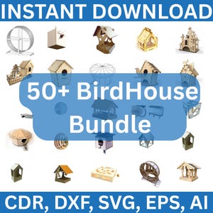 Birdhouse Laser Cut Files Bundle, 3D 2D Patterns (Digital Download)