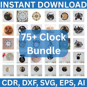 Pacchetto di file SVG tagliati al laser per orologio da parete con numeri in legno