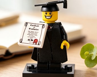 Graduate Minifigur, Abschluss-Ziegelsteine, Abschluss-Geschenke für Ihn, Abschluss-Geschenk für Sie, Ziegelfiguren, College-Highschool-Abschluss-Geschenk