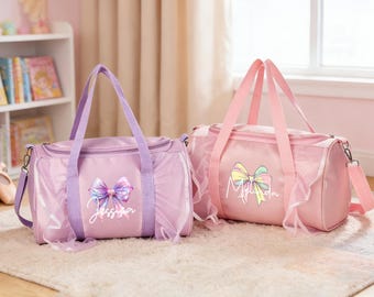 Personalized Girls Dance Bag with Name Girls Ballerina Duffle Bag Pink Ballet Dance Bag Back To School Gifts Birthday Gift Gymnastic Bag