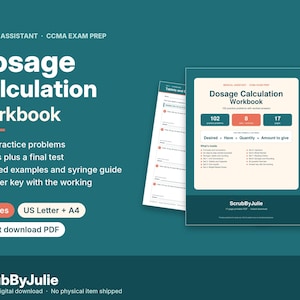 Medical Assistant Dosage Calculation Workbook | 102 Practice Problems (PDF Download)